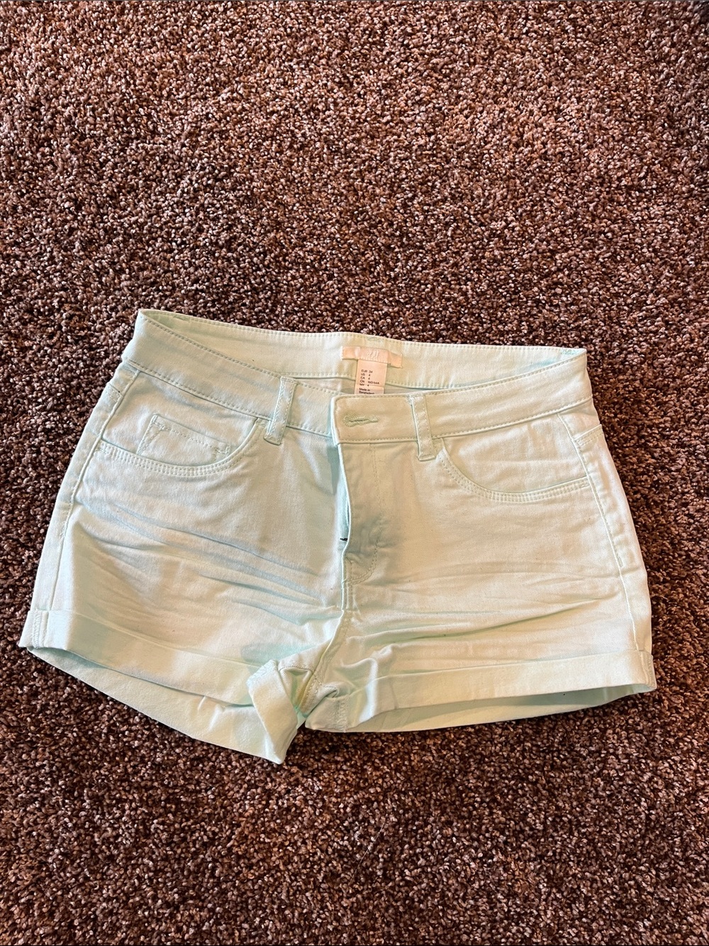H&M Mint Green Denim Jean Shorts